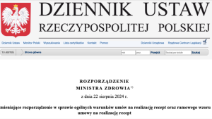Od 26 sierpnia 2024 r. obowiązuje nowelizacja rozporządzenia ws. umów na realizację recept, która usuwa kary za naruszenie zasady 3/4 czasu.